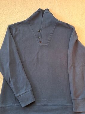 Relwen Thermal Rib Shawl Pullover Sweater—Size XL Navy Blue, Like New